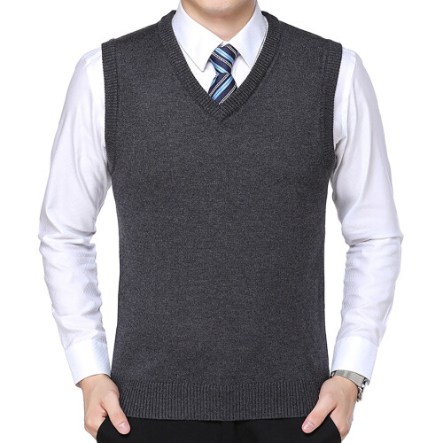 Men's sweater vest solid color relaxed fit sleeveless 1