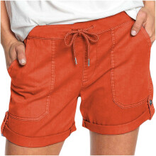 VERUGU Shorts til kvinder Moderigtige sommerbukser Ensfarvede bukser Afslappet Lige ben Løse elastiske taljer Sløjfe Snøre Shorts med lommer