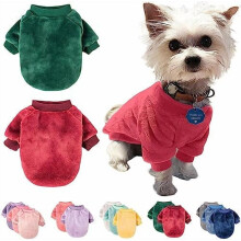 Pack de 2 suéteres navideños para perros, chaquetas suaves y cálidas para perros y gatos pequeños, ropa de invierno (rojo oscuro/verde, talla