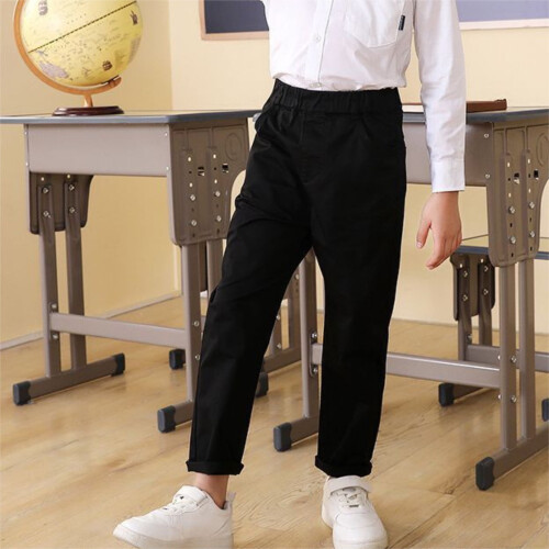 Παντελόνι σχολικού τύπου για αγόρια, casual, για εφήβους, με λάστιχο στη μέση, άνετο, 1