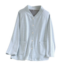 Dames thermische pyjamatop met V-hals, lange mouwen, knoopsluiting en zakken, gemaakt van nylon en spandex, zacht en comfortabel, voor de herfst en