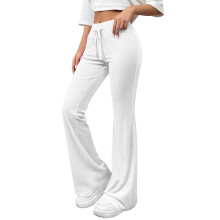 Kukoosong Slim Straight Hose für Damen, einfarbige, elastische Sport- und Freizeithose für Damen, lange Hose, Palazzo-Hose