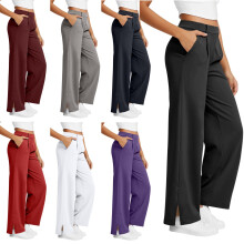Pantaloni de yoga sport pentru femei, de iarnă, casual, cu talie elastică și buzunar cu nasturi, la modă, elastici și confortabili