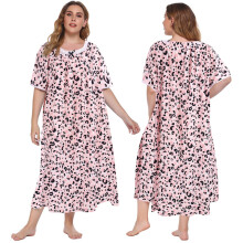 Camicia da notte floreale da donna taglie forti, pigiama casual con scollo quadrato e bordo in pizzo, camicia da notte lunga, abito da casa XL-5XL