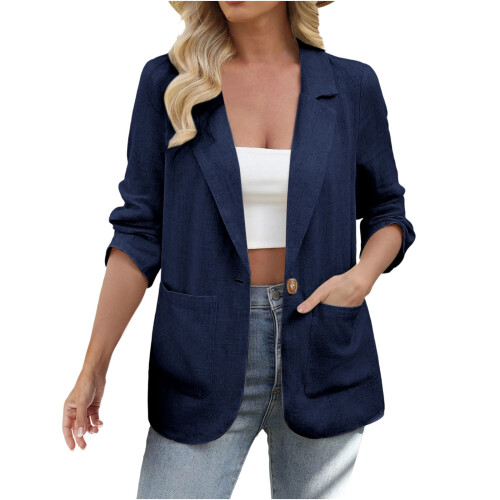 Γυναικεία σακάκια Kukoosong για επιχειρήσεις, casual, με μακριά μανίκια, ανοιχτό 1