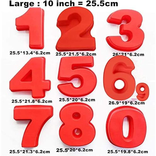 Conjunto de 9 Formas Grandes de Silicone com Números para Bolos (10 polegadas) 1