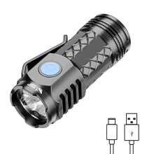 LED Superljus Ficklampa Bärbar Mini Burst Flash Ficklampa Uppladdningsbar Utomhus Q8G8