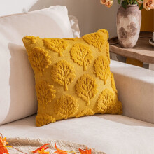 Conjunto de Almofadas de Pelúcia Japceit Outono, Almofada Decorativa Bordada com Folhas em 3D, Almofada Temática para Sofá com Tema de Festa da