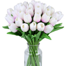 15 tulipani artificiali "Real-Touch", fiori di seta da 35 cm per decorazioni di casa, cucina, Pasqua, matrimoni e ufficio - Compatibili con vasi