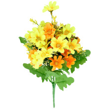 Buquê de margaridas artificiais (6 ramos), arranjo memorial realista em plástico para cemitério, decoração de mesa ou floreira para pendurar em
