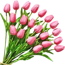 10 tulipani artificiali viola chiaro in morbido lattice per la decorazione di casa e cucina.