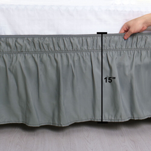 Jupe de lit en polyester, retombée de 38 cm, format King, gris foncé 2