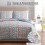Ensemble de courtepointe bohème Queen, réversible à rayures en microfibre (1 2