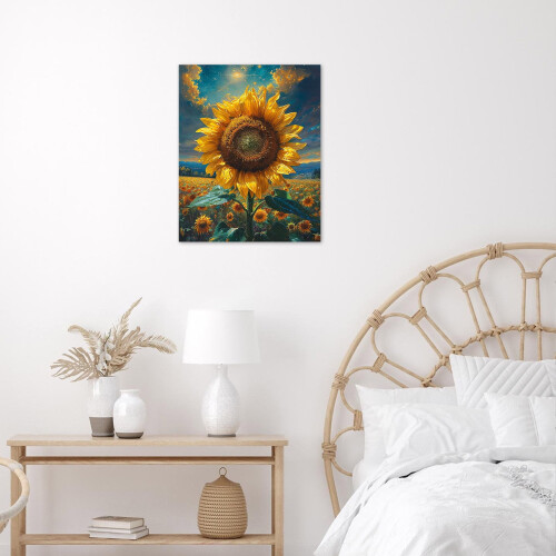 Quadro decorativo rústico em tela com girassóis, 20x25cm (8x10 polegadas) 1