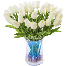 10 Tulipas Artificiais Rosa com Toque Realista – Tulipas Holandesas Falsas de Látex PU para Decoração de Casamento, Festa, Escritório, Casa e