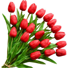 10 Stück hellviolette künstliche Tulpen aus weichem Latexmaterial für die Dekoration von Haus und Küche