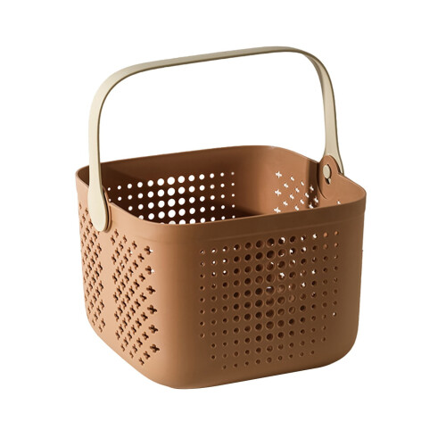 Hands Held Bath Basket, Square Plastic Storage Basket with Drainage, Thickened Material for Bathroom and Dormitory Use 1
