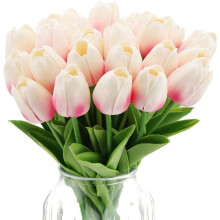 Tulipani rosa artificiali, 10 tulipani finti dall'aspetto realistico per decorazioni di casa, matrimoni, feste e baby shower (rosa)