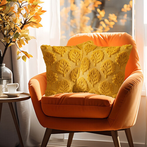 Σετ Μαξιλαριών Japceit Autumn Plush, Διακοσμητικό Μαξιλάρι Κεντήματος 3D Φύλλων, Μαξιλάρι 1