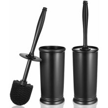 Conjunto de 2 Suportes para Escova de Vaso Sanitário com Organizador, Escova Moderna para Limpeza Profunda em Trailers e Banheiros – Preto,