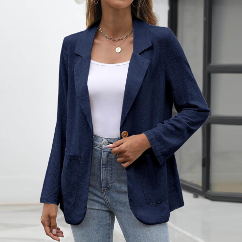 Γυναικεία σακάκια Kukoosong για επιχειρήσεις, casual, με μακριά μανίκια, ανοιχτό 2