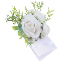 Bruidsjonkersaccessoire: Zakcorsage met zijden bloem, wit, 1 stuk, voor feestjes
