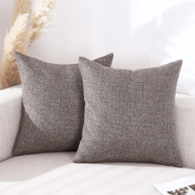 Set van 2 decoratieve vierkante kussenhoezen van jute en linnen met ruitvormig patroon voor bank, fauteuil of bed, kleur: koffiebruin, 16x16 inch.