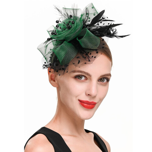 Καπέλα Fascinators σε χρώμα στρατού, πράσινο για γυναίκες – Γάμος, κοκτέιλ, πάρτι 2