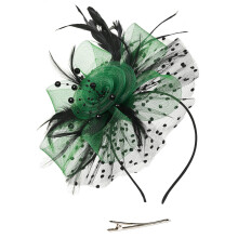 Legergroene fascinatorhoedjes voor dames – geschikt voor bruiloften, cocktails en theekransjes; te combineren met haarclips en hoofdbanden.