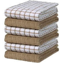 Torchons de cuisine Bumble | Torchons 100 % coton avec boucle de suspension | 40 x 70 cm | 380 g/m² | Lot de 6 torchons absorbants, beige