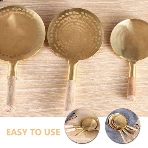Golden Brass Kitchen Spoon Ergonomic Handle 7.5 inches 2