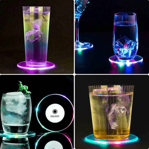 LED Drink Coasters Set of 2 – Acrylic Light-Up Coasters 2