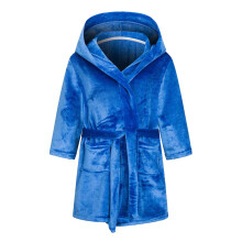 Kids Flannel Bathrobe, Cartoon Kimono Robe, Hooded Sleepwear for Boys & Girls 2-8Y, Soft Plush with Belt, Blue