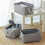 Grey Fabric Rectangular Basket for Nursery & Home Organization – Compatible with PRYESS, Medium Size 8