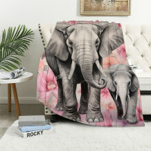 Couverture éléphant pour filles, cadeau, jeté de lit à motifs floraux éléphants pour femmes, enfants et adultes, couverture ultra douce et