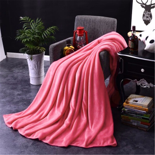 Flannel Polyester Blanket Super Soft Warm Solid Warm Micro Plush Fleece Blanket Throw Rug Sofa Bedding 100*140CM (Hot Red) 1