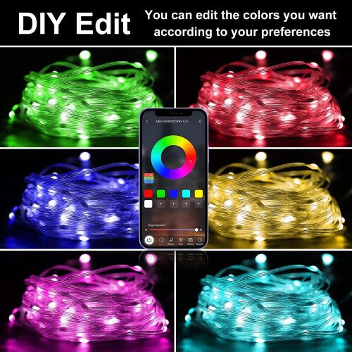 100 LED Έξυπνα Φώτα Νεράιδας, 33 πόδια RGB που Αλλάζουν Χρώμα, Εφαρμογή & 1
