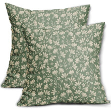 Capas de almofada verde-sálvia da primavera, 40x40 cm, conjunto de 2, design floral rústico vintage, decoração para ambientes internos e