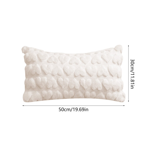 Housse de coussin matelassée blanche en forme de cœur, polyester, 50 x 40 cm 2