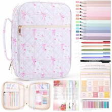 Funda acolchada con estampado floral para Biblia, para mujer, con bolsillo con cremallera, asa y pestañas – Compatible con Biblias estándar