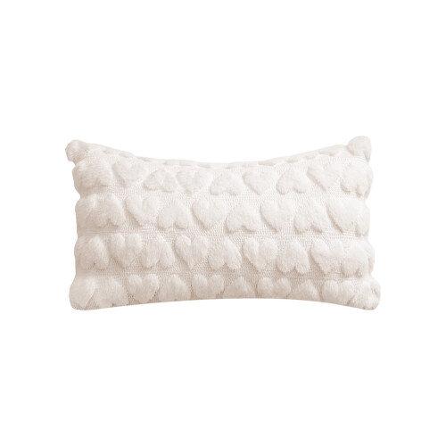 Housse de coussin matelassée blanche en forme de cœur, polyester, 50 x 40 cm 1
