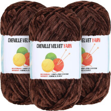 3 pelotes de 100 g de fil chenille velours épais pour crochet, tissage et tricot – Fil doux pour couvertures et vêtements de bébé, compatible