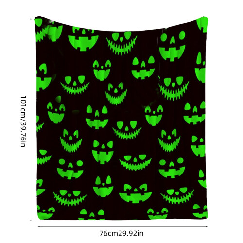 Κουβέρτα Halloween που φωσφορίζει στο σκοτάδι, 40"x30", Τρομακτικό ασπρόμαυρο φανελένιο 2