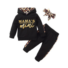 Barr-Ghéanta le Cochall Muinchille Fada do Chailíní Naíonáin le Hoodie, Geansaí le Hoodie, Bríste Dineasár, Tacar Éadaí