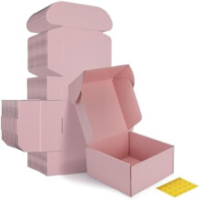 8x8x4 inches Shipping Boxes Set of 25, Pink Corrugated Cardboard Gift Box for Packing, Mailing, Small Business