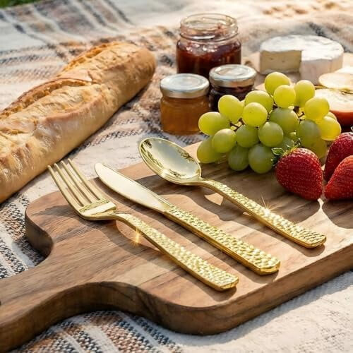 Disposable Gold Silver Plastic Cutlery Set 100 pcs 2