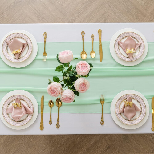 Mint Chiffon Table Runner 12" x 118" 2
