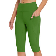 Γυναικείο κολάν Capris με ψηλή μέση μέχρι το γόνατο, για καθημερινή χρήση, με τσέπες