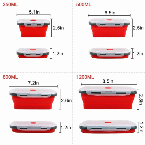 Boîte à lunch pliable en silicone avec couvercle, 2 compartiments 2
