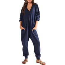 Combinaisons amples et décontractées pour femmes, manches longues, col en V, barboteuses oversize, salopettes, pyjamas d'intérieur, grenouillères